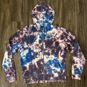 Vintage Men’s True Religion Tie-Dye Blue/Purple Logo Full Zip Hoodie Jacket- Med